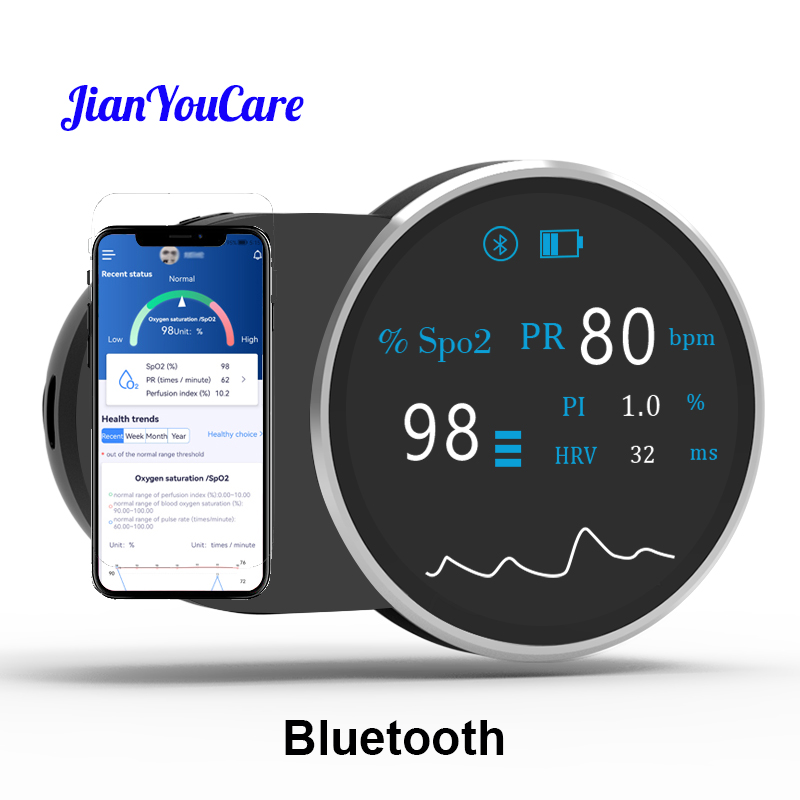 Pulse Oximeter Fingertip Rechargeable - JianYouCare 充電式USB Bluetoothワイヤレス伝送デジタル高精度SpO2 PR PI HRV指先酸素飽和度計（オキシメーター）