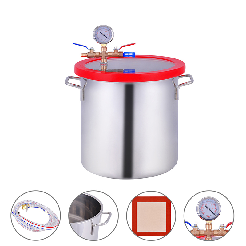Vacuum Chamber Kit With Pump - 7.2L/12L/20Lステンレス鋼真空脱泡チャンバー、シリコン樹脂AB接着剤用真空脱泡バレル