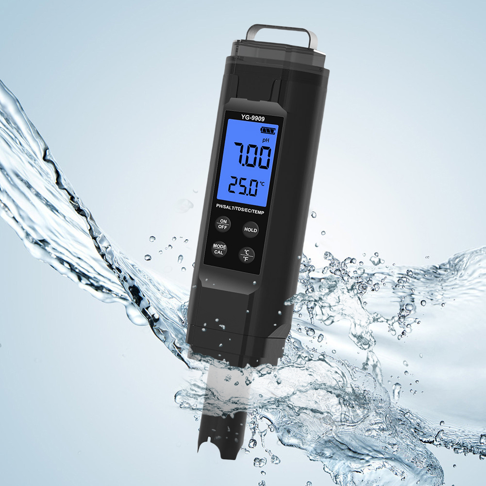 5 in 1デジタル水質測定ペン。塩分濃度、pH、温度、EC - Ph Meter Digital Water Tester のレビューと価格